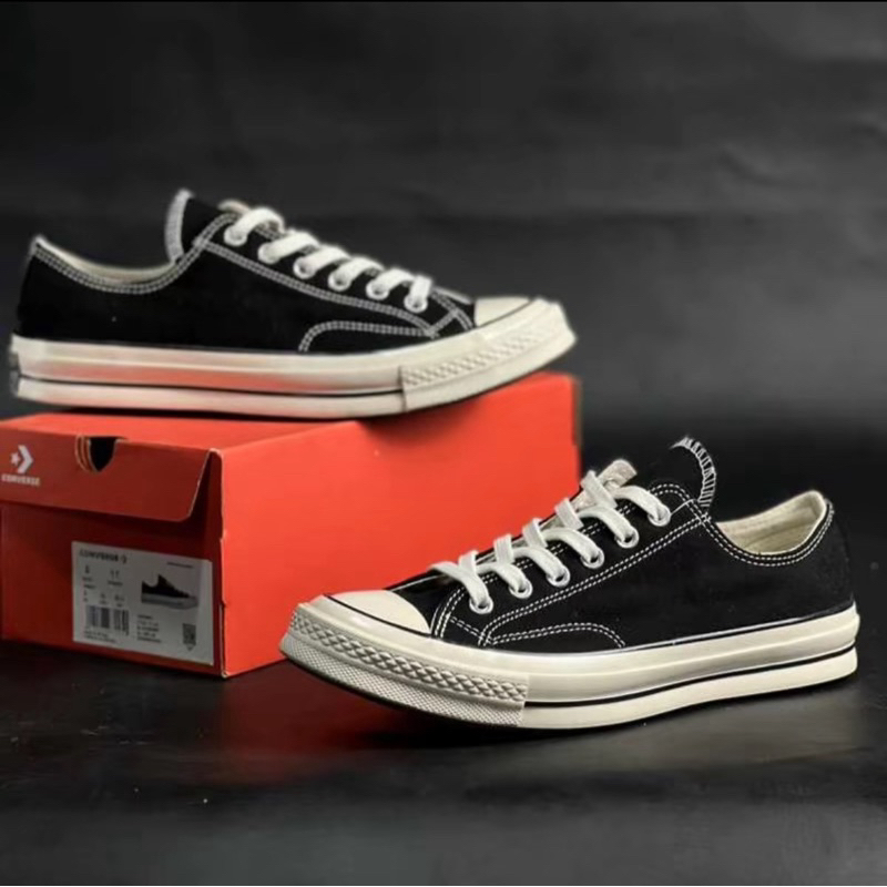 Sepatu converse hitam putih pendek outfit kekinian remaja laki-laki seoatu wanita hitam putih spatu 