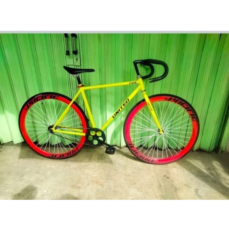 Sepeda Fixie 700c Frame United Velg 4cm Doublle Wall Rem Doltrape Dan Terpedo