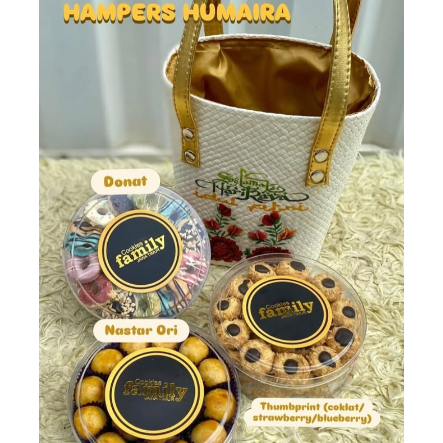 

Paket Parsel Lebaran Hampers Humaira Kue Kering isi 3 Toples Free Tas Cantik