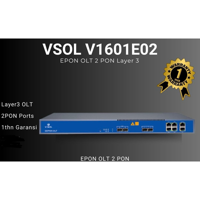 VSOL V1601E02 2 port EPON L3 OLT VSOL 128 User ONU UPLINK 4GE + 2 SFP / SFP+ 10G INCLUDE SFP 9Dbm 2p