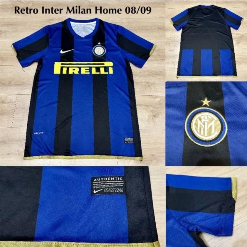 Jersey Kaos Baju Sepak Bola Inter Milan Home Retro Klasik Classic Jadul Lawas Vintage Big Size XXL 2