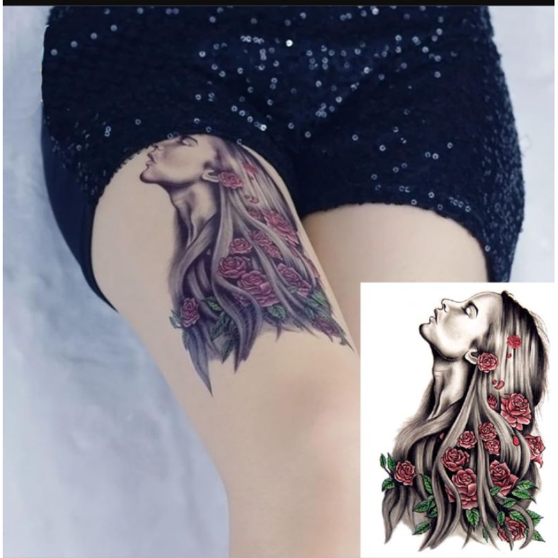 VIP Tatto Tattoo Tato Temporary Temporer Tahan Lama 2-7 Anti Air Motif Wajah Wanita Rambut Panjang B