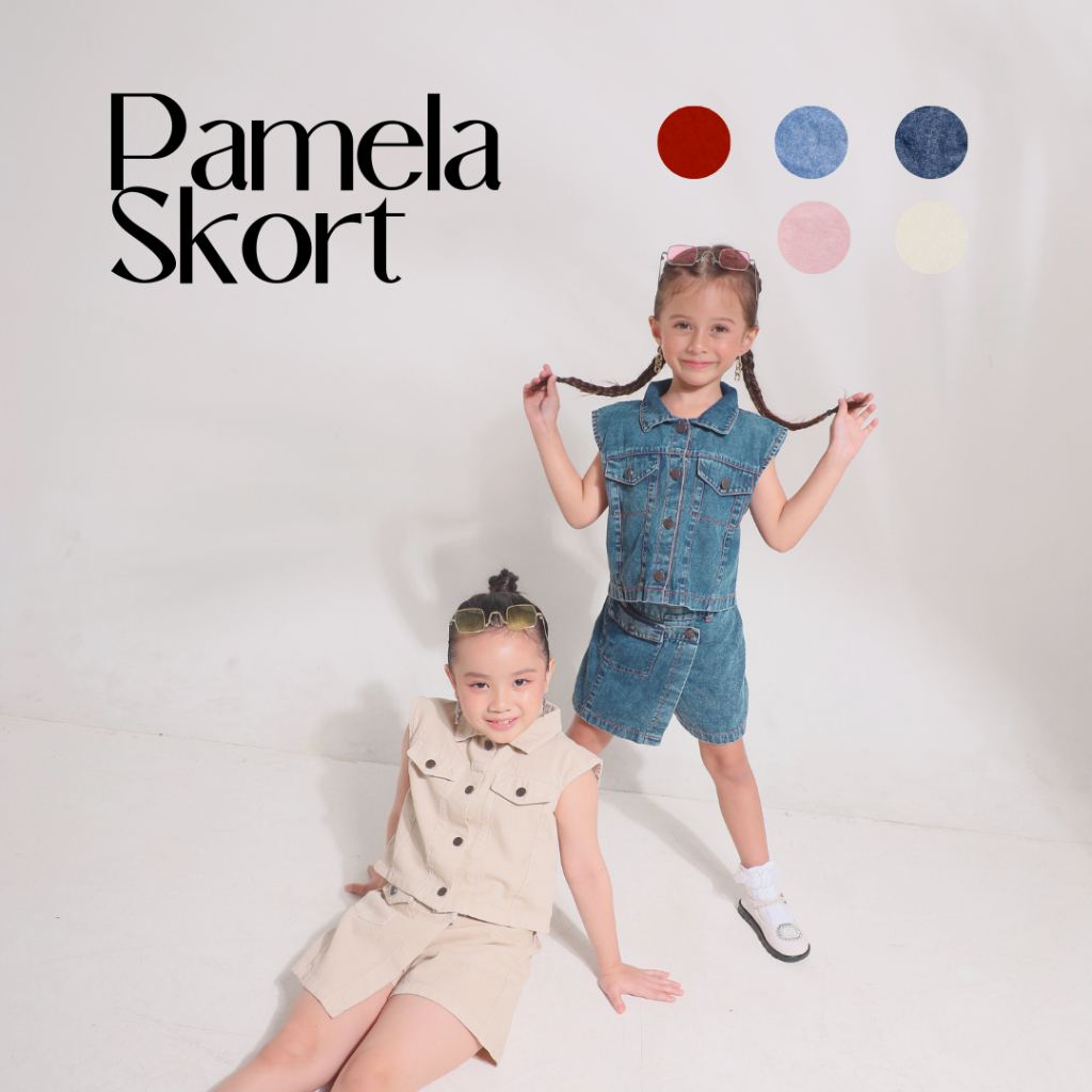 ADOREKIDS PAMELA SKORT - Bawahan Skort Mini Anak Perempuan Korean Style Bahan Denim Jeans Goldkids G