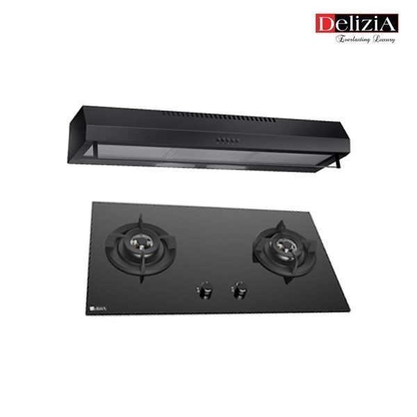 Delizia kompor tanam gas 2 tungku 75cm BGH82.A1BG + Hood VSH92A1BK