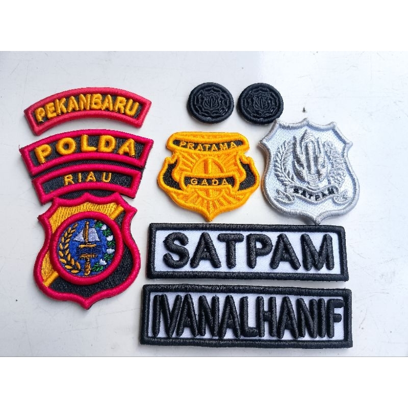bordir 1 set satpam Polda riau timbul 3d