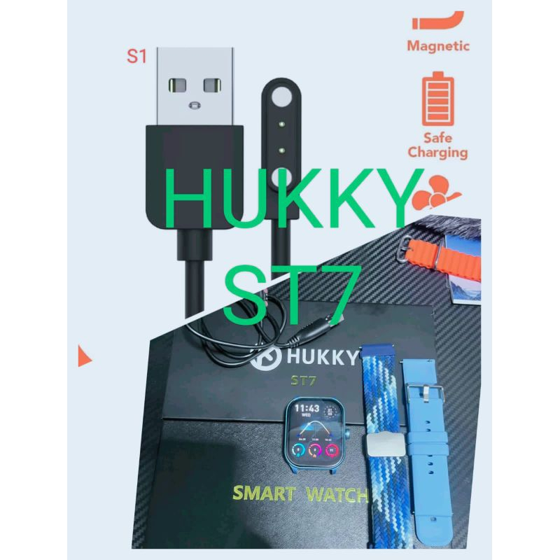 kabel jam smartwatch HUKKY ST7 kabel charger jam magnetic 2 pin
