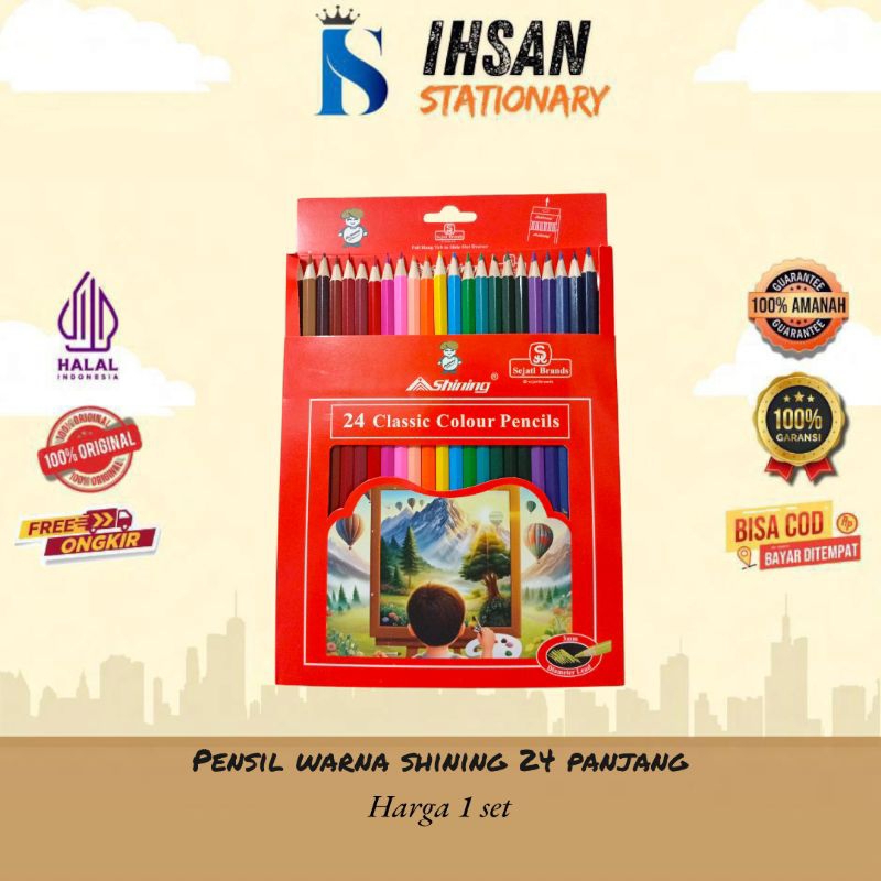 

(HARGA PROMO) Pensil Warna Shining 24 Panjang (1 Set)