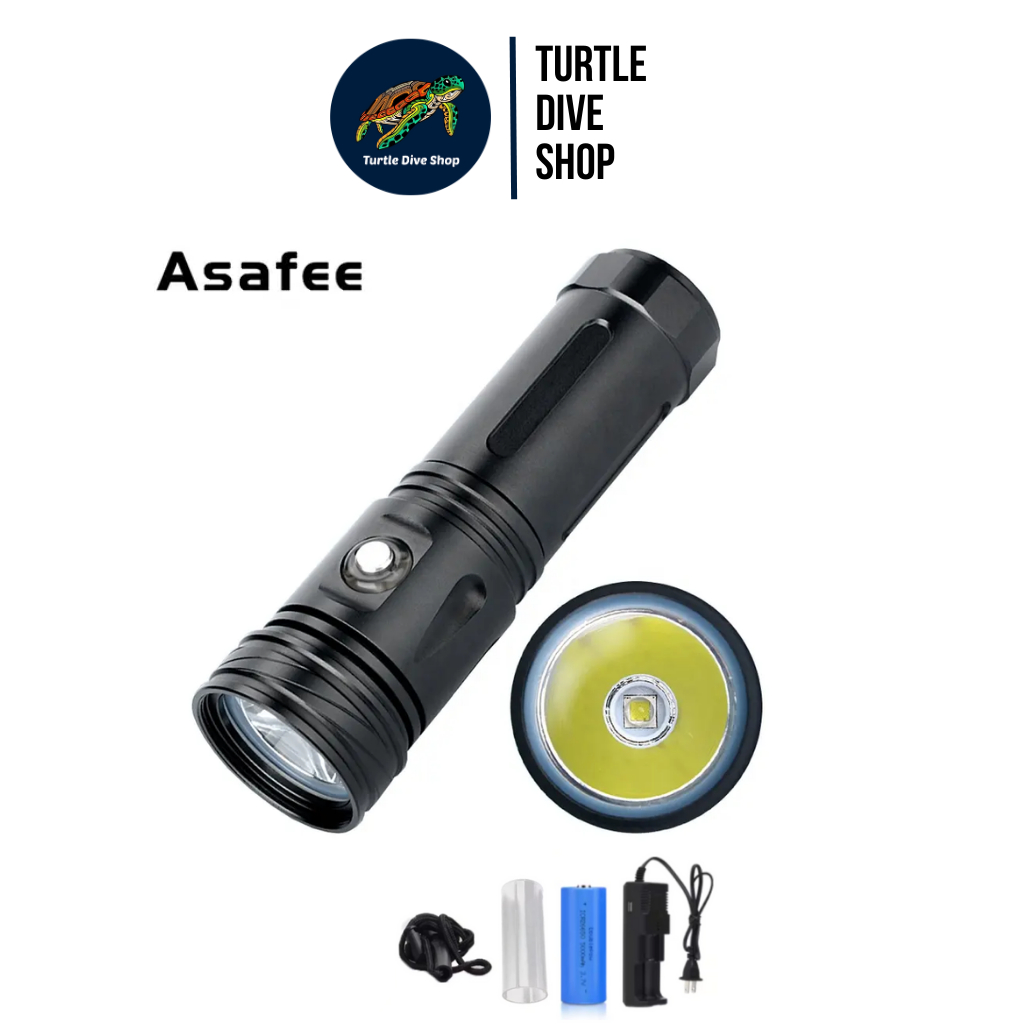 Senter Diving Asafee AF07D 1600 lumens Anti Air Include Charger dan Baterai Dive Light flashlight Sp