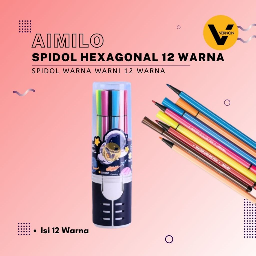 

Spidol Warna Warni 1 Set 12 Warna Aimilo Spidol Hexagonal Watercolor