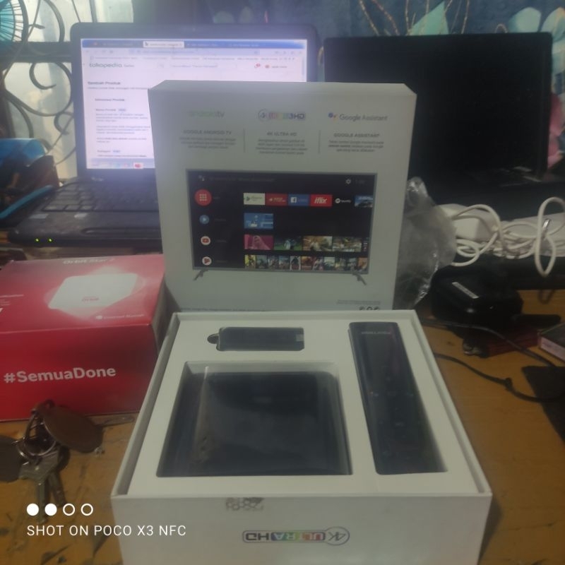 tv box android polytron pdb f2  masi baru full set