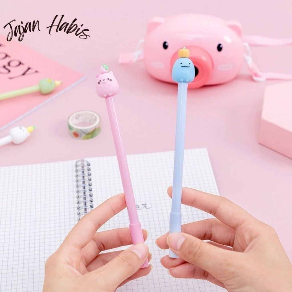 

JABIS Pena Tinta Hitam Karakter Hewan Lucu Model Animal Buah Pen Ujung Lancip Karakter Murah