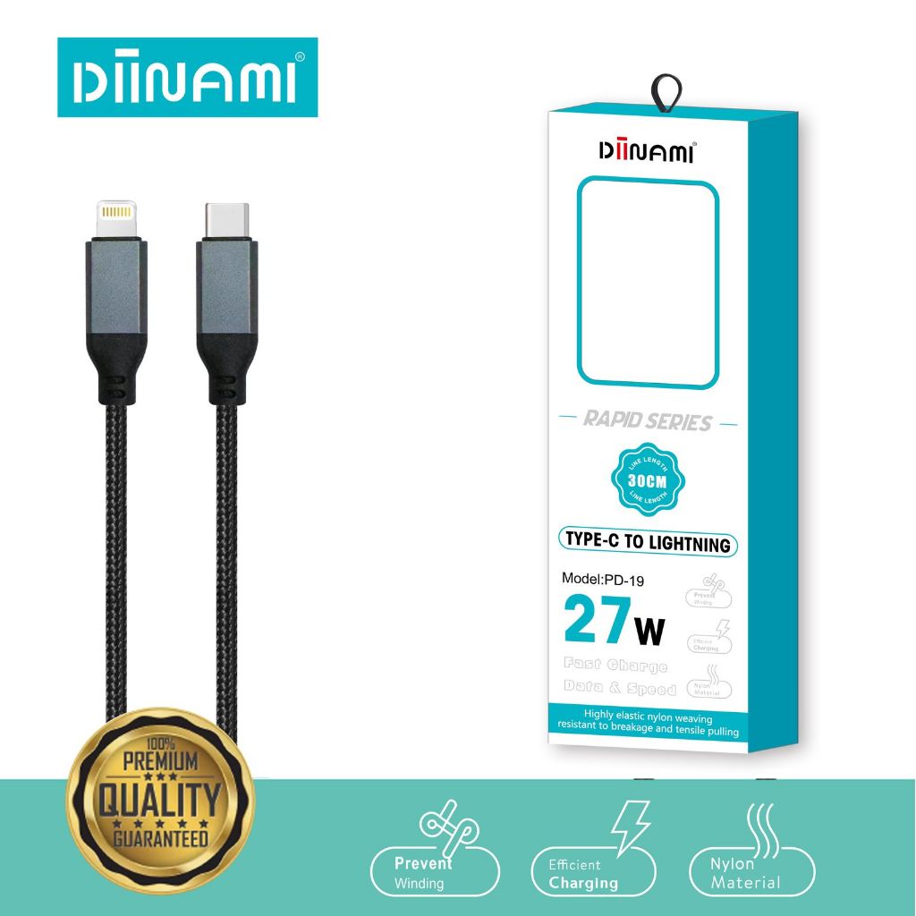 Premium Diinami Pd-19 Kabel Powerbank Pendek Type C To Iphpne Qc Fast Charging 30cm