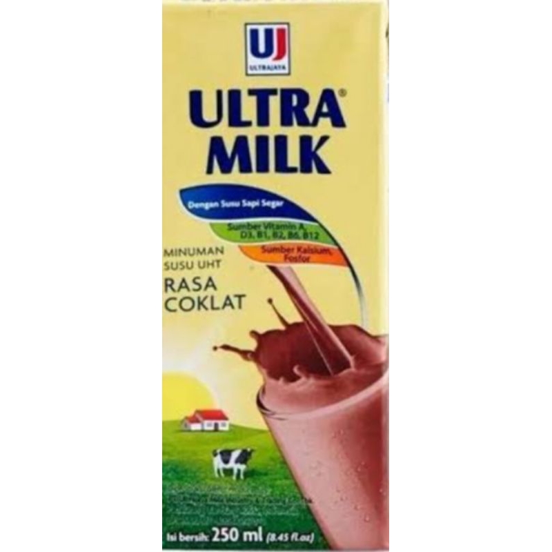 

susu ultramilk 250ml Rasa coklat 1 dus isi 24pcs