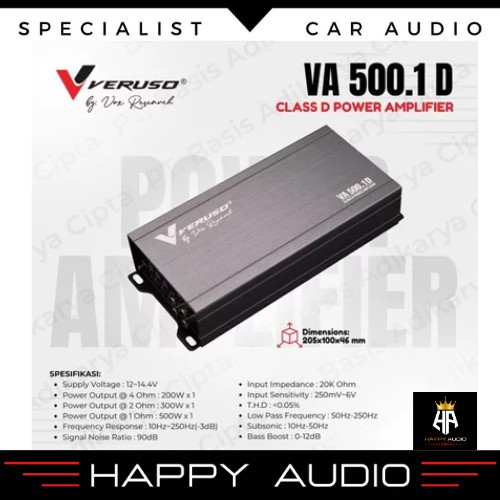 Power Amplifier Monoblock 1 Channel VERUSO VA 500.1D VA500.1D Class D Compact Power Amp Audio Mobil 