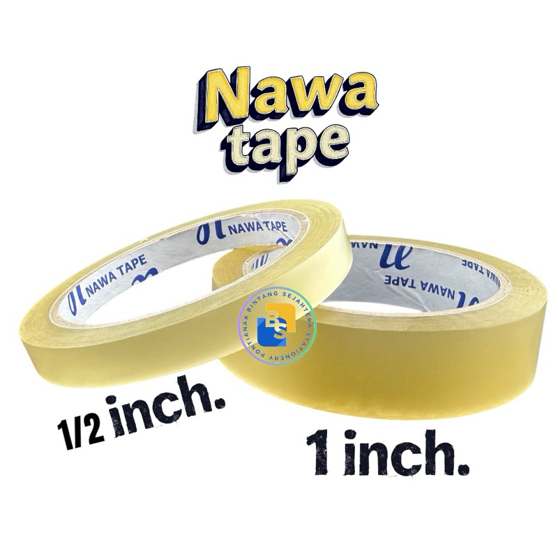 

Lakban Isolasi OPP Nawa Tape Bening 1 inch 1/2 inch 80 yard