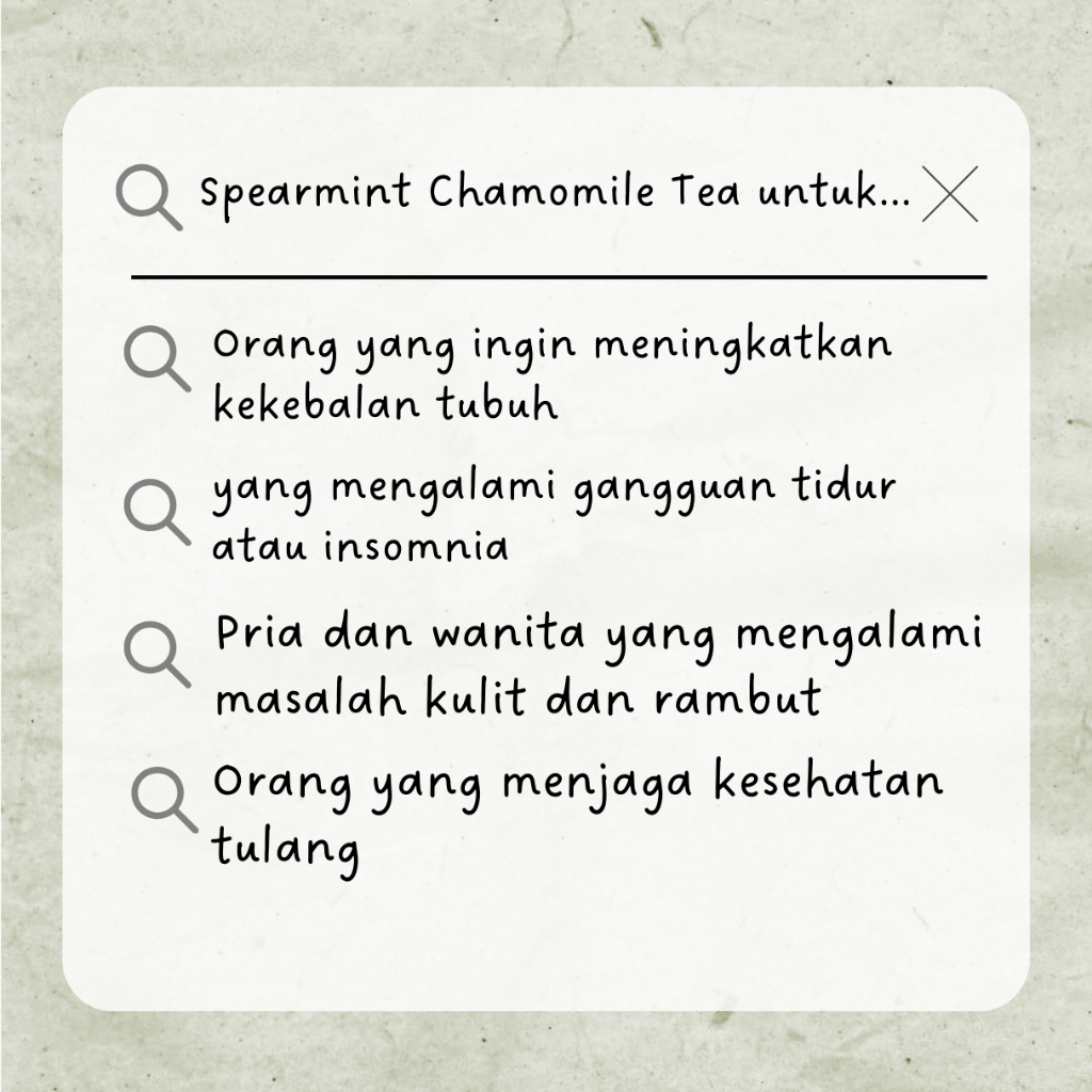 

MAR RAW TISANE Spearmint Chamomile Tea : Teh Celup Daun Spearmint & Bunga Chamomile Isi 30 Tea Bag