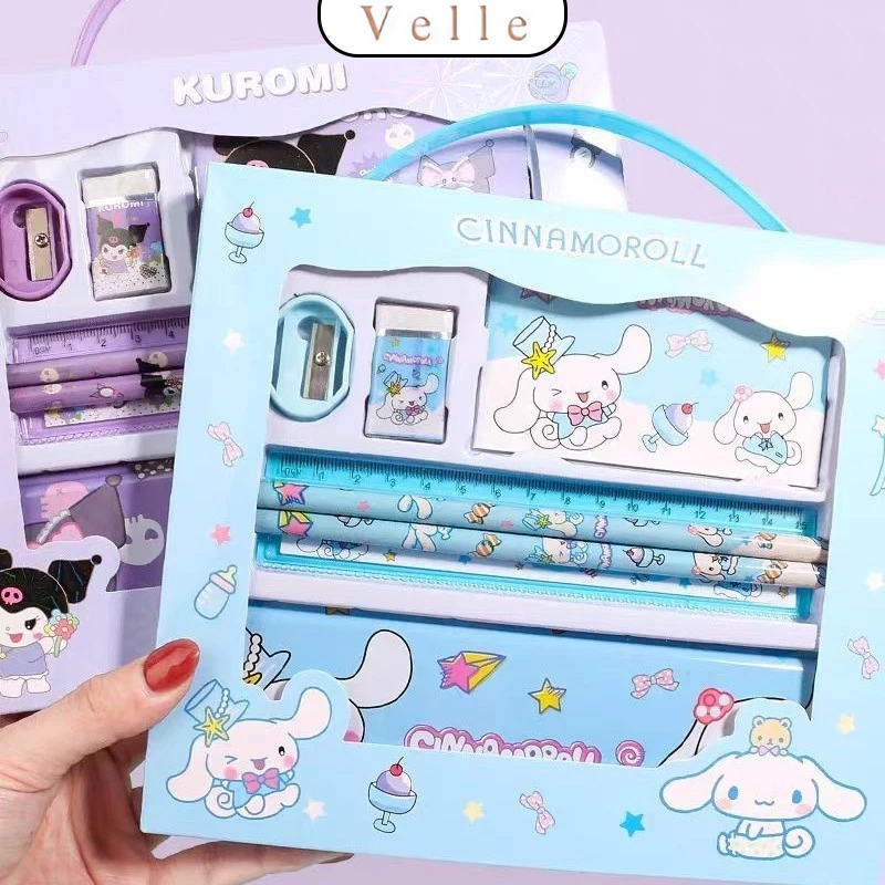 

VELLE Paket Alat Tulis Lengkap/ Set ATK/ Kotak Pensil Anak Set 7 in 1/ Alat Tulis Set Kotak Pensil Karakter/ Set Alat Tulis Karakter Sanrio