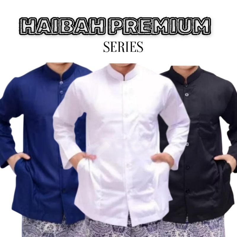 baju koko habaib haibah habib polos lengan panjang model Ammu amu baju lebaran pria baju koko lengan