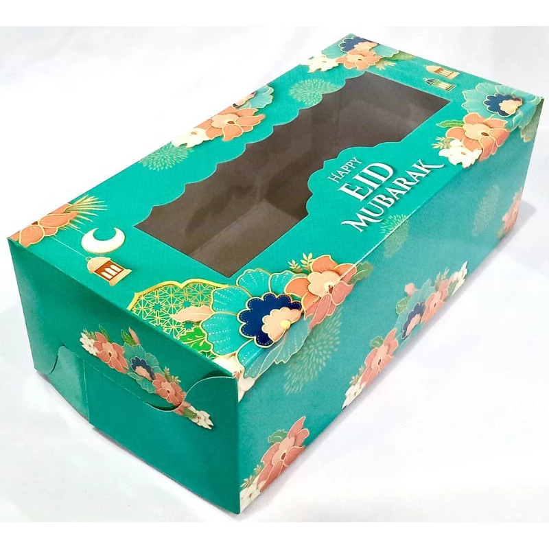 

( 5pcs ) Box Brownies Motif Lebaran Laminasi Luar Dalam Dus Kue Bolu Setengah Loyang Ukuran 22x10x6 cm