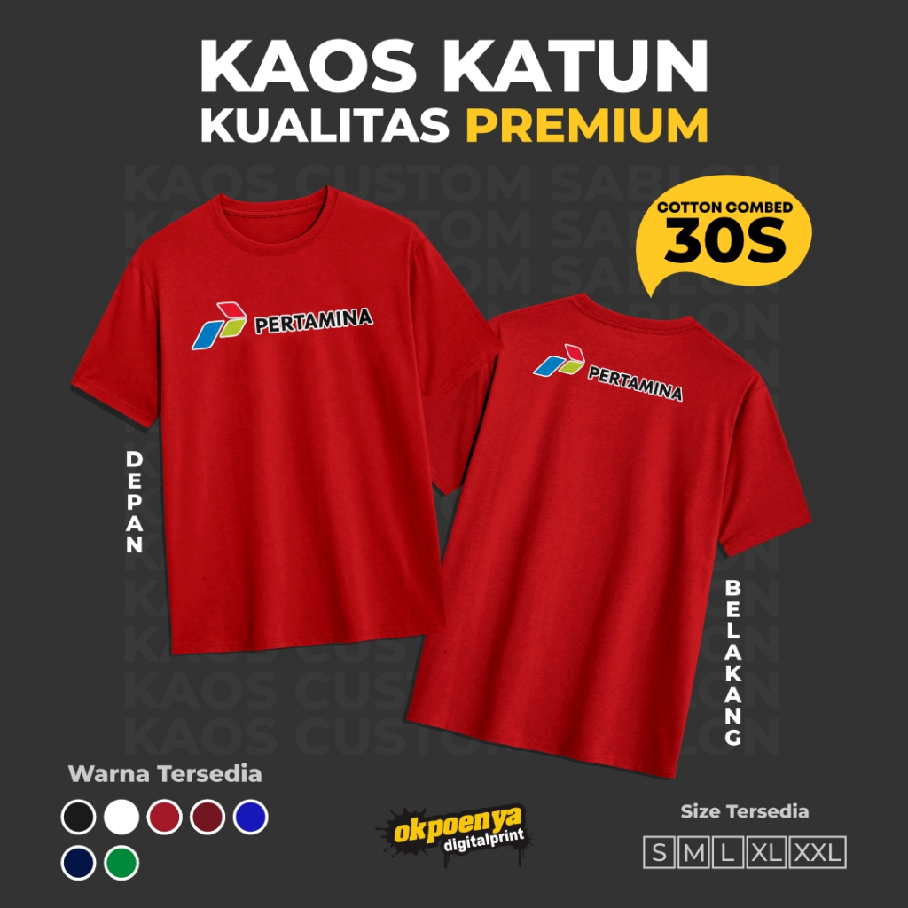 OKPOENYA - KAOS LOGO PERTAMINA LOGO TERBARU -  Tshirt Kaos Instansi Cotton Combed Pria Wanita Unisex