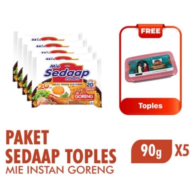 

SEDAAP MIE INSTAN GORENG PAKET BOX CONTAINER/FESTIVE TOPLES ISI 5 PCS BY WINGS FOOD NEW PRODUK TStore