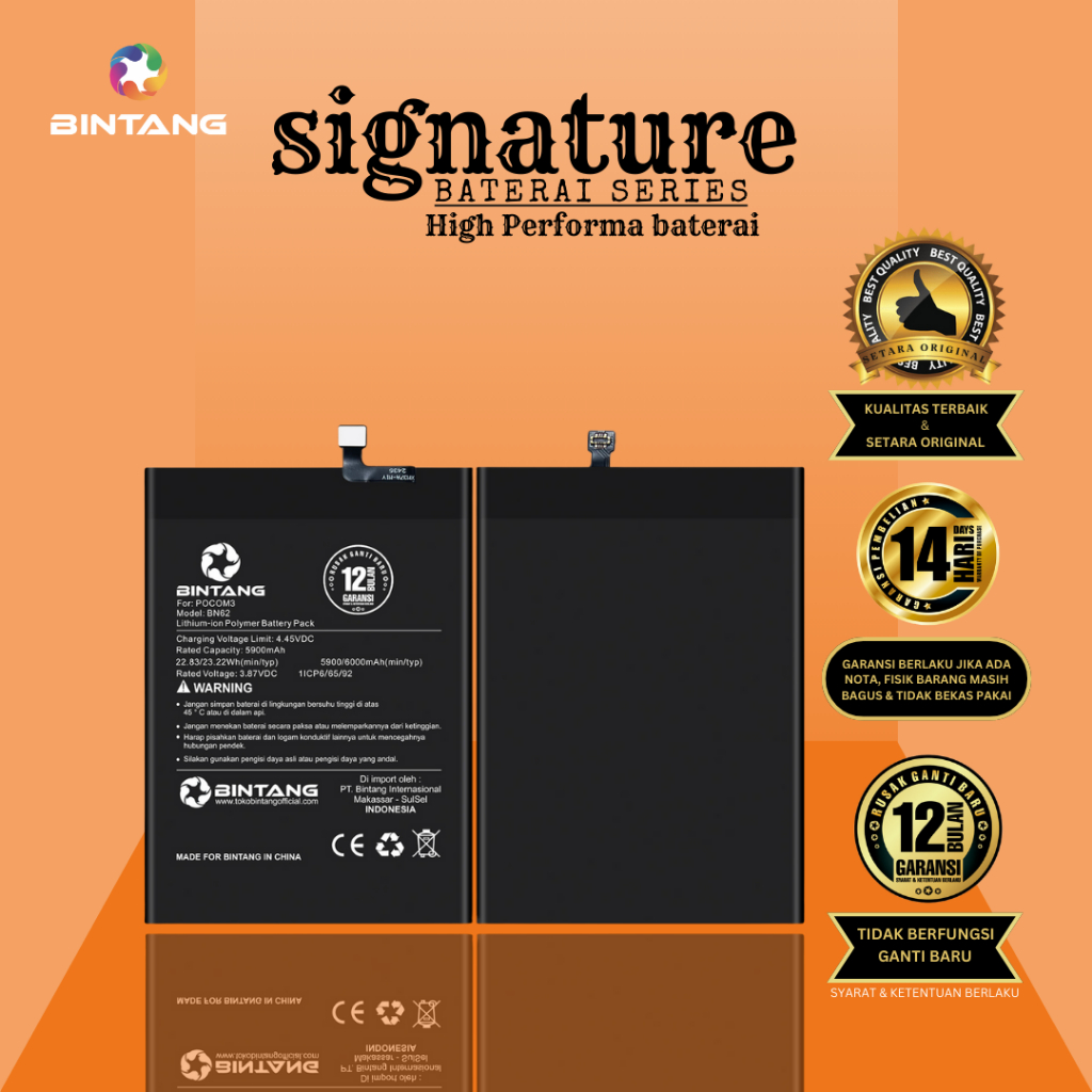 BATT SS BINTANG POCO M3/REDMI 9T/BN62 6000MAH