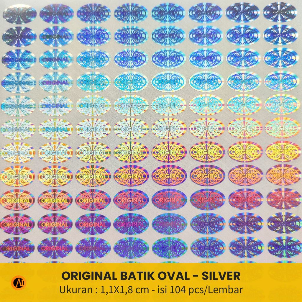 

Stiker Hologram Original Batik Oval 1,1x1,8 cm - Gold Silver