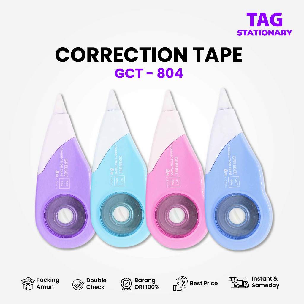 

GREEBEL Correction Tape Tip Ex Kertas GCT-804 / Correction Tape Timur Agung Grosir