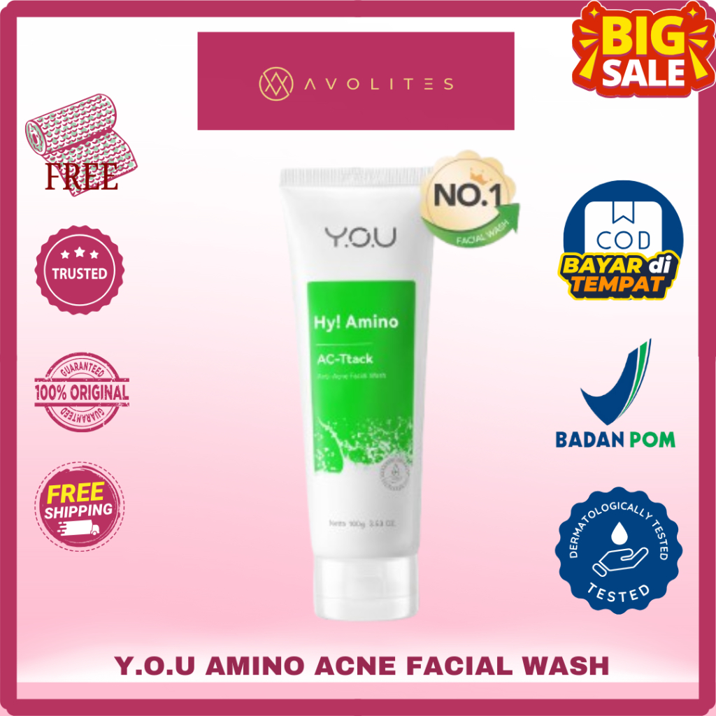 YOU Hy! Amino AC-Ttack Anti Acne Facial Wash Sabun Cuci Muka Acnes Facial Wash Bekas Jerawat Y.O.U S