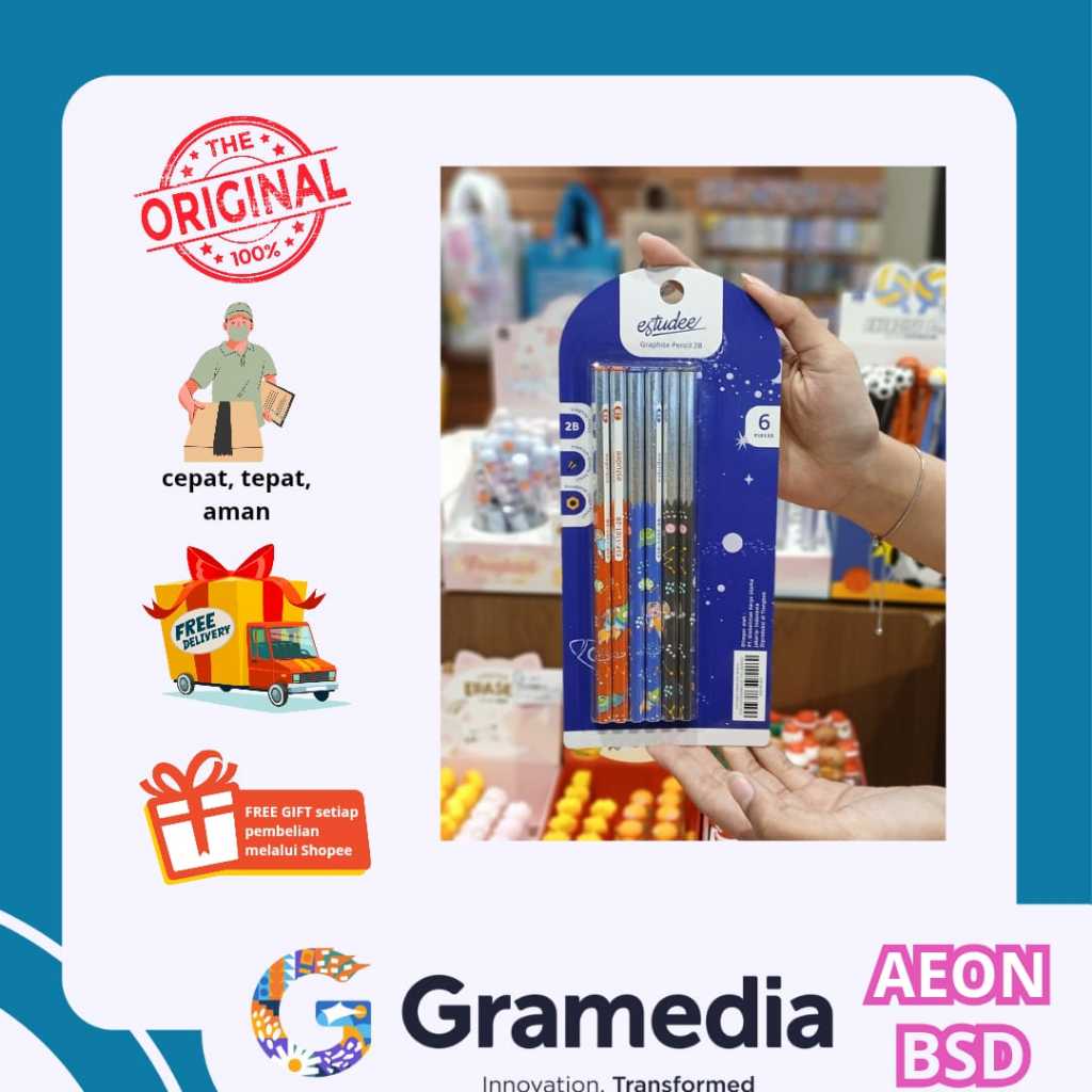 

ESTUDEE GRAPHITE PENCIL KIDS HOLOGRAM ESP-1101 2B/6PCS - GRAMEDIA AEON BSD