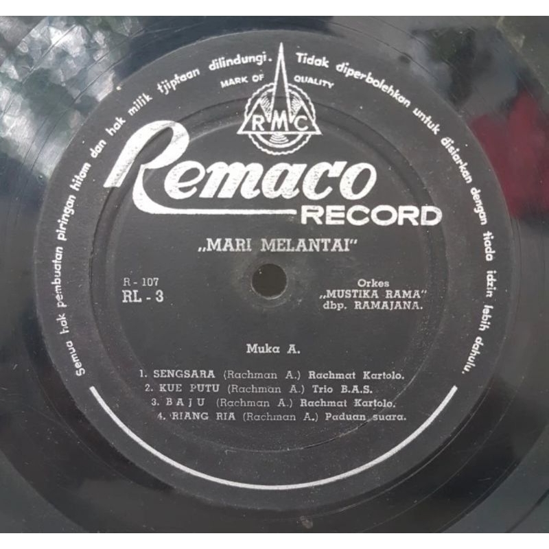 Vinyl Piringan Hitam 10 inch Band Mustika Rama - Mari Melantai