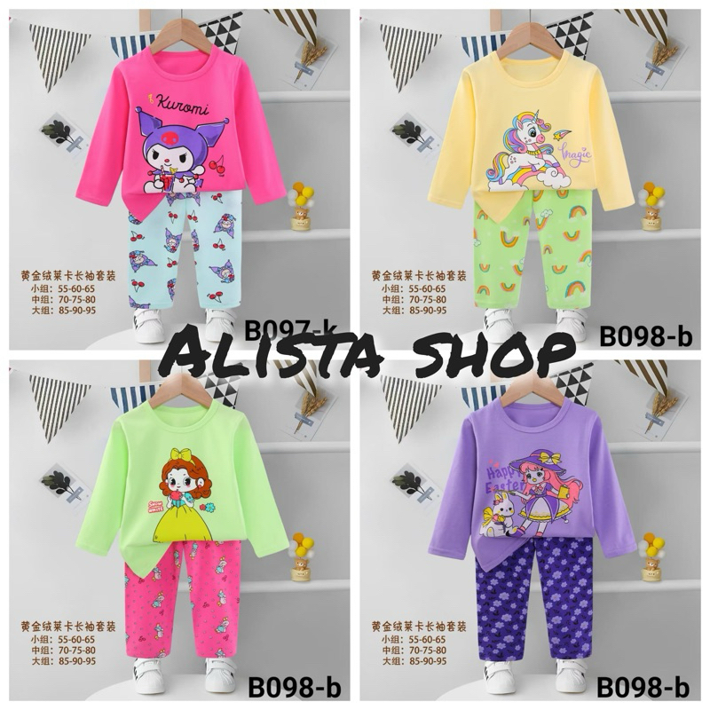 19.PP 1-3T SETELAN PIYAMA ORGANIK ANAK CEWEK COWOK PREMIUM TEBAL MURAH