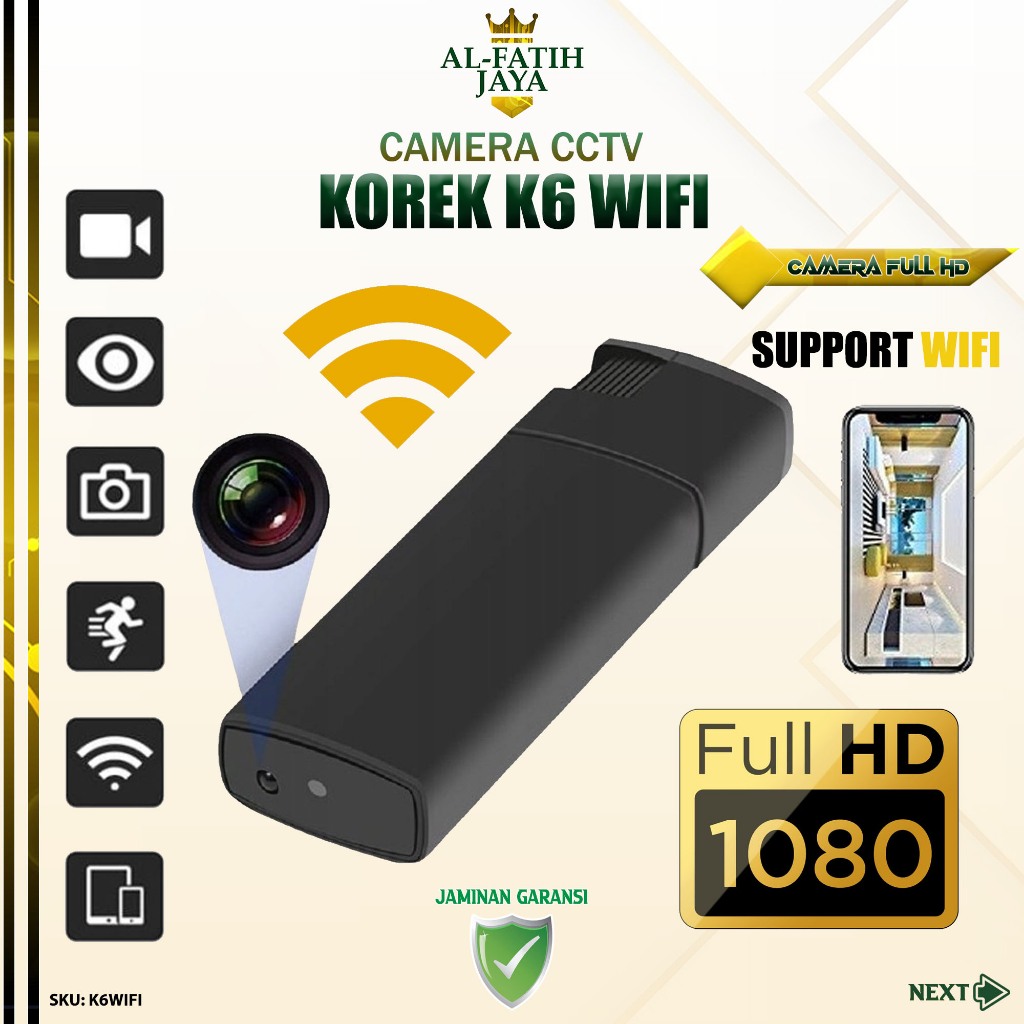 Hidden Spycam K6 Camera Lighter V18 Wifi Wireless Full HD 1080P Kamera Mini Unik Korek Spy Cam Camer
