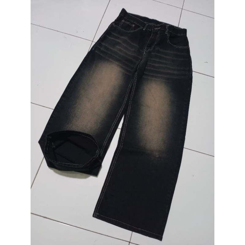 CELANA BAGGY BLACK WASH