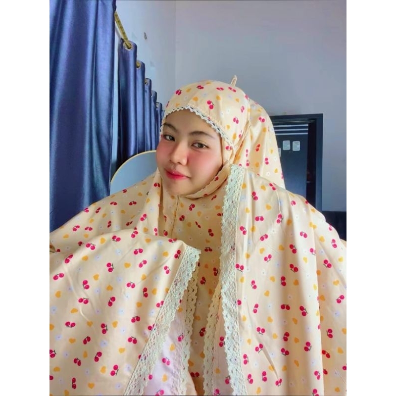 Mukena Katun Cherry Tas Serut