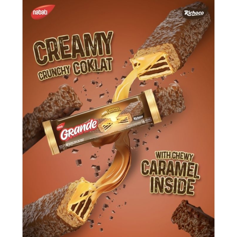 

1PCS nabati Richoco Grande Chocolate Crunchy with Caramel Crispy & Cokelat GRANDE 22gr
