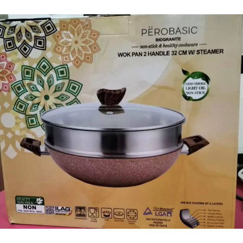 Pero Wok and Steamer 32cm PRELOVED NEW