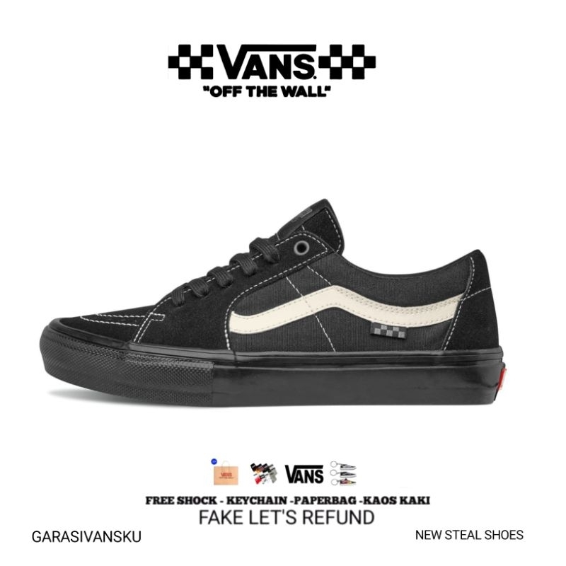 Vans Original SK 8 Low Pro Skateboarding Black Black White