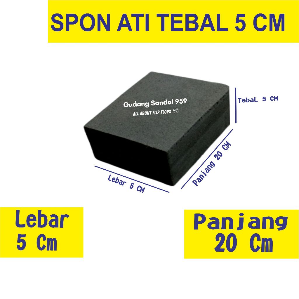 SPON ATI / BUSA ATI / SPON EVA TEBAL 5 CM WARNA HITAM UKURAN 20 CM X 5 CM