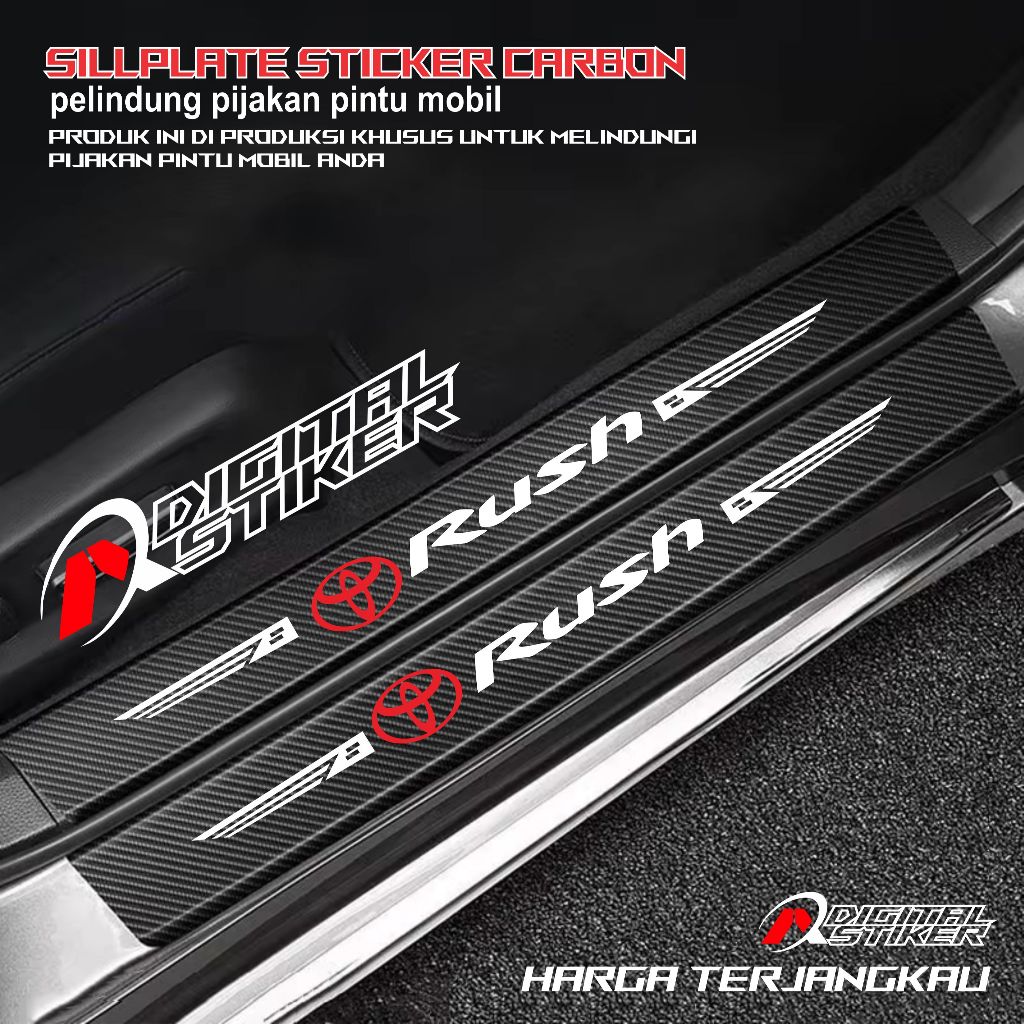 9pcs stiker carbon mobil rush 3D cutting stiker carbon pelindung pijakan mobil rush toyota
