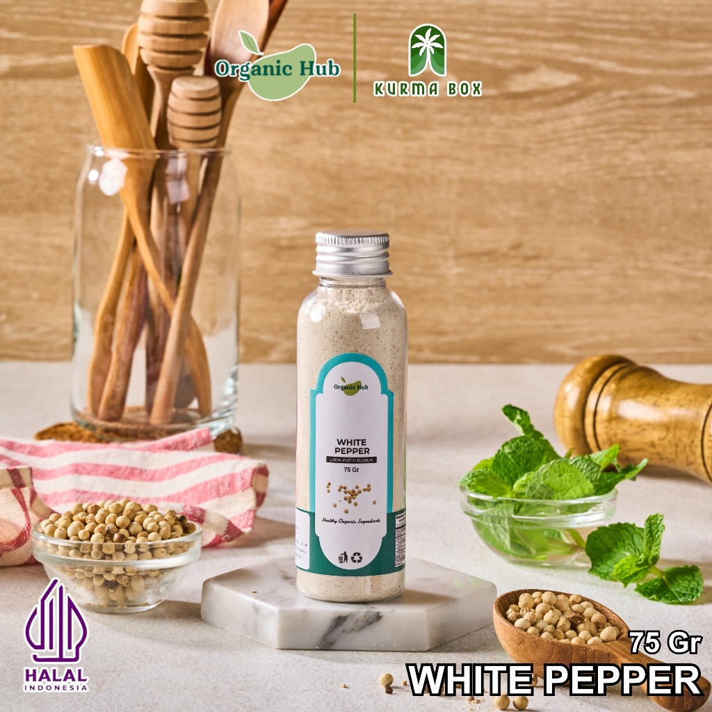 

Organic Hub Lada Bubuk Putih Premium Quality Rempah Bumbu Masak Dapur White Pepper Powder 75gr