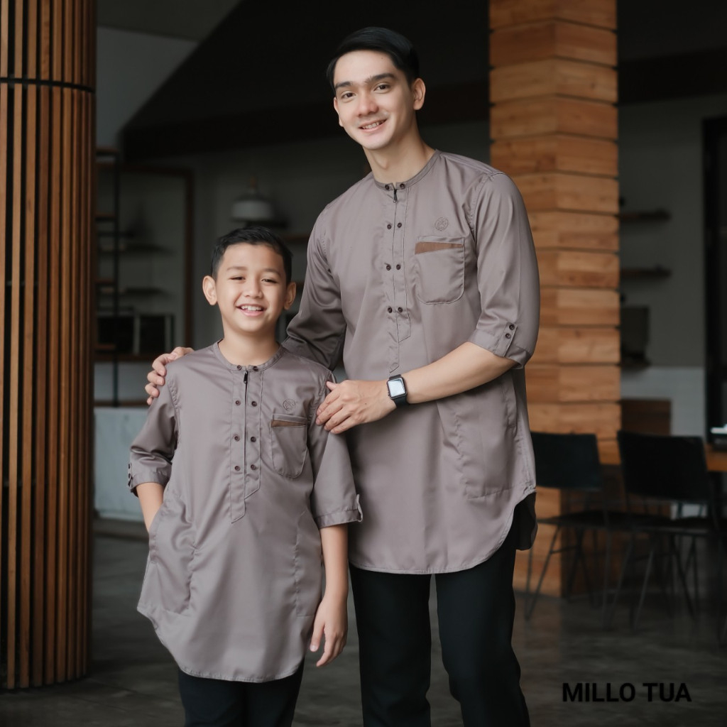 Baju Koko Couple Ayah dan Anak Laki-Laki Model Sanghay - Koko Kurta Couple Ayah dan Anak - Baju Koko