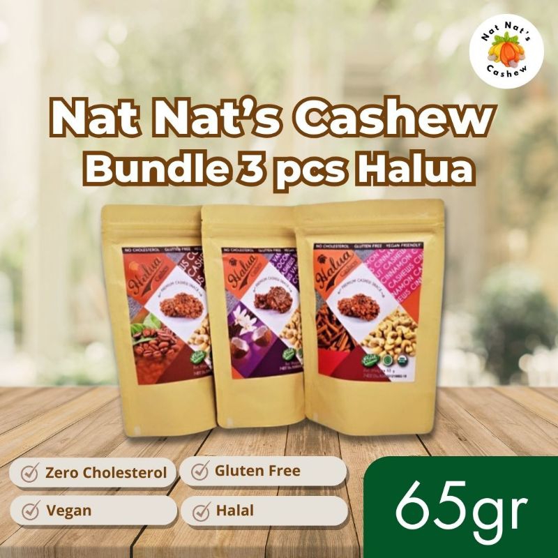 

Nat - Nat's Cashew"- Mini Halua Cashew Bundle 3 pcs - Cemilan Kacang Mede