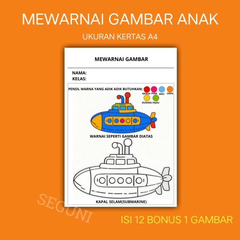 

MEWARNAI GAMBAR ANAK KENDARAAN ISI 12+1
