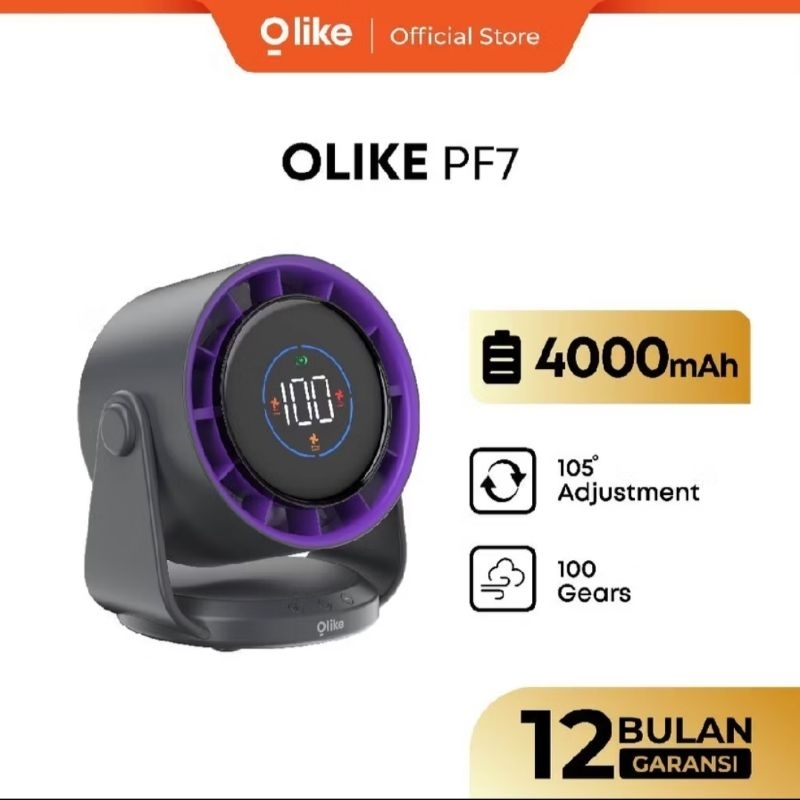 Olike Dekstop Kipas PF7 Kipas Meja 100 Gears Kipas Portabel 4000mAh Original Olike