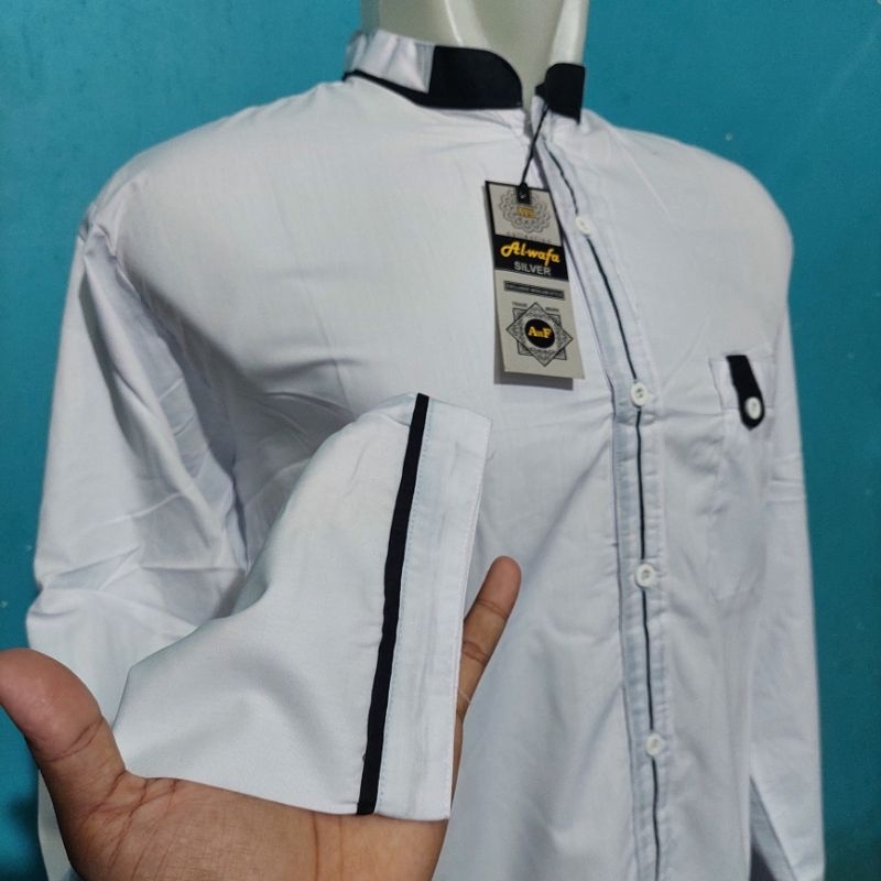 Koko PUTIH lengan PANJANG AL-WAFA bahan KATUN