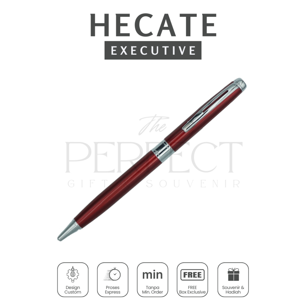 

Hecate Red Executive Pen Ballpoint Free Box Custom Grafir Exclusive Promosi Gift Kado Souvenir