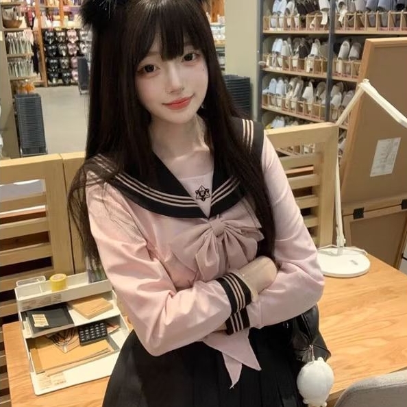 [PERIWINGKEL] seifuku cute pink krem kawaii