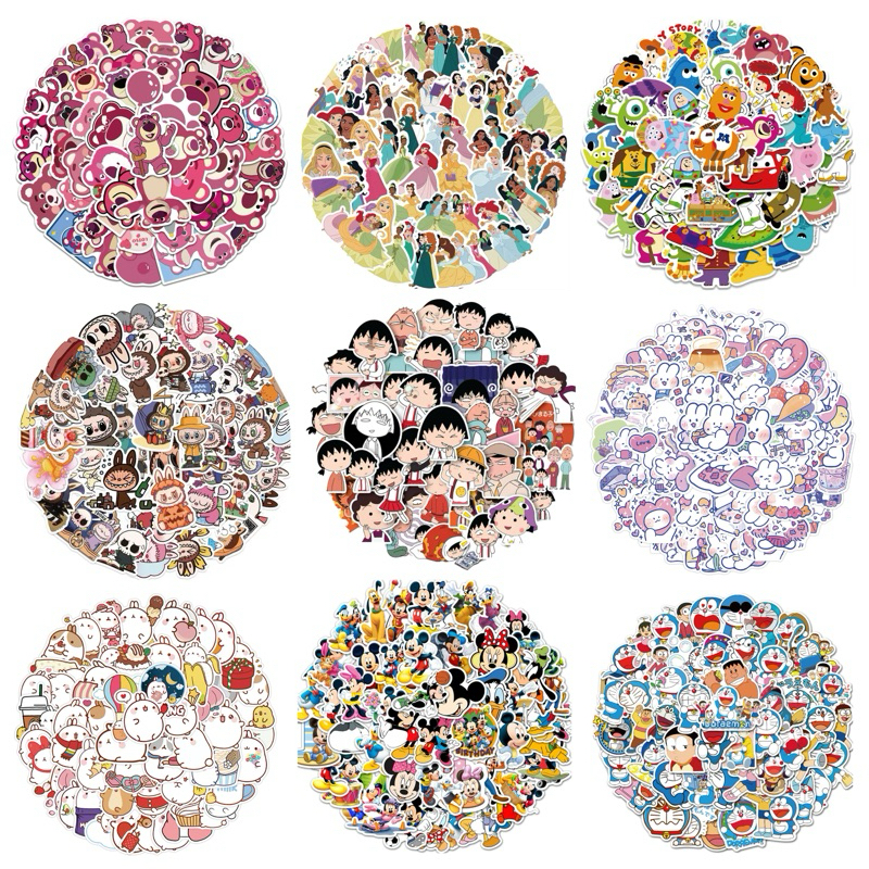 

5 pcs Sticker Labubu Astronot Lotso Maruko Disney Anti Air Waterproof