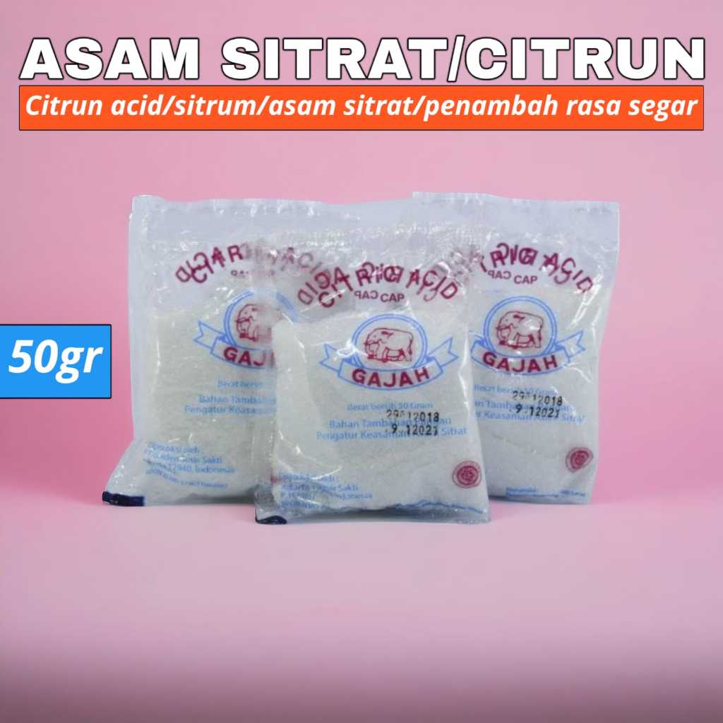 

[50gr] Asam Buatan / Asam Sitrat / Citrun Citric Acid / Citric Acid Cap Gajah / Citrun